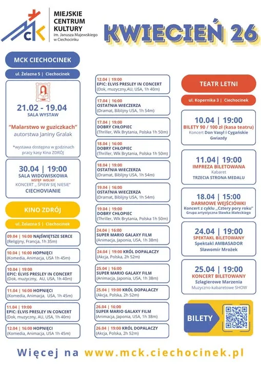 Program kulturalny na miesiąc kwiecień