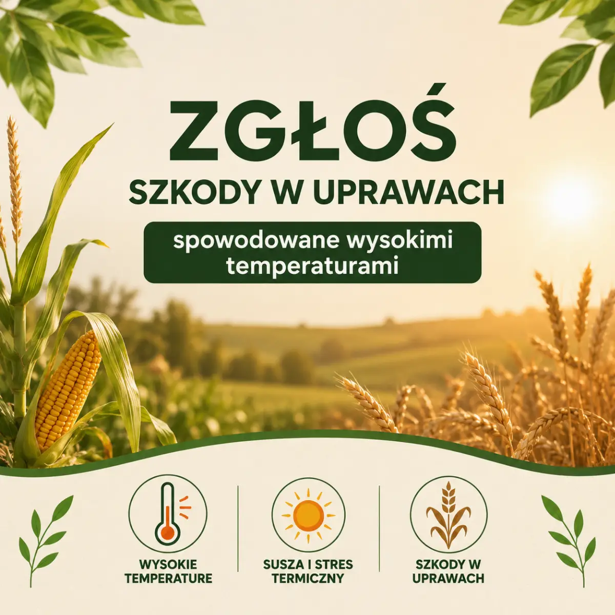 Zgłaszanie szkód w uprawach z powodu wysokich temperatur