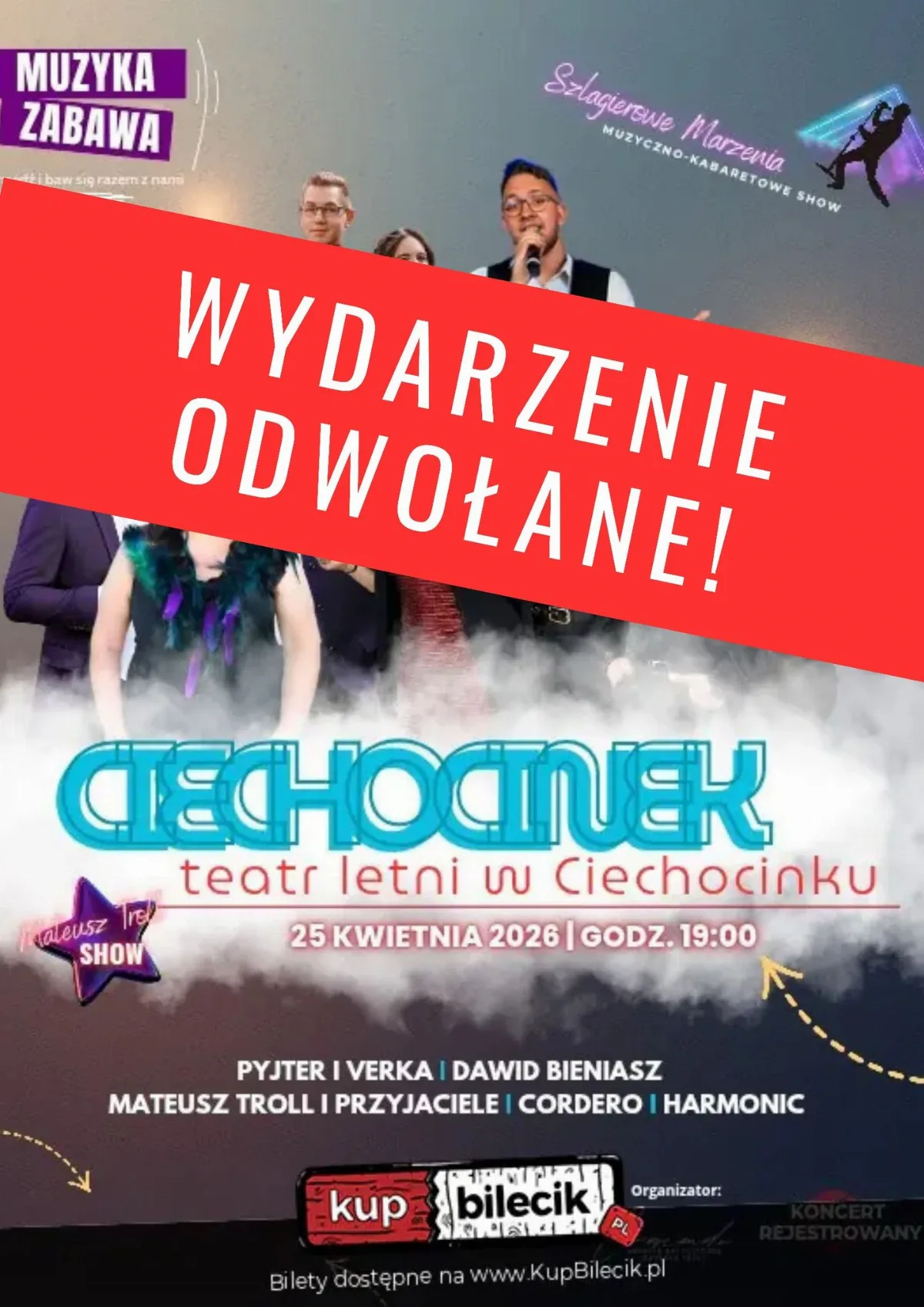 Odwołanie wydarzenia „Ciechocinek – Szlagierowe Marzenia”