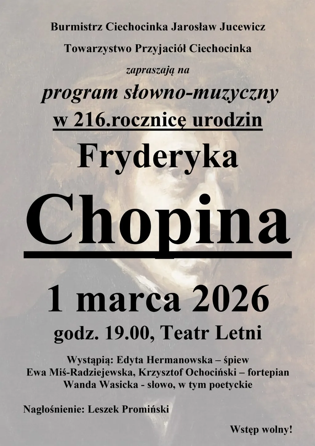 216. rocznica urodzin Fryderyka Chopina