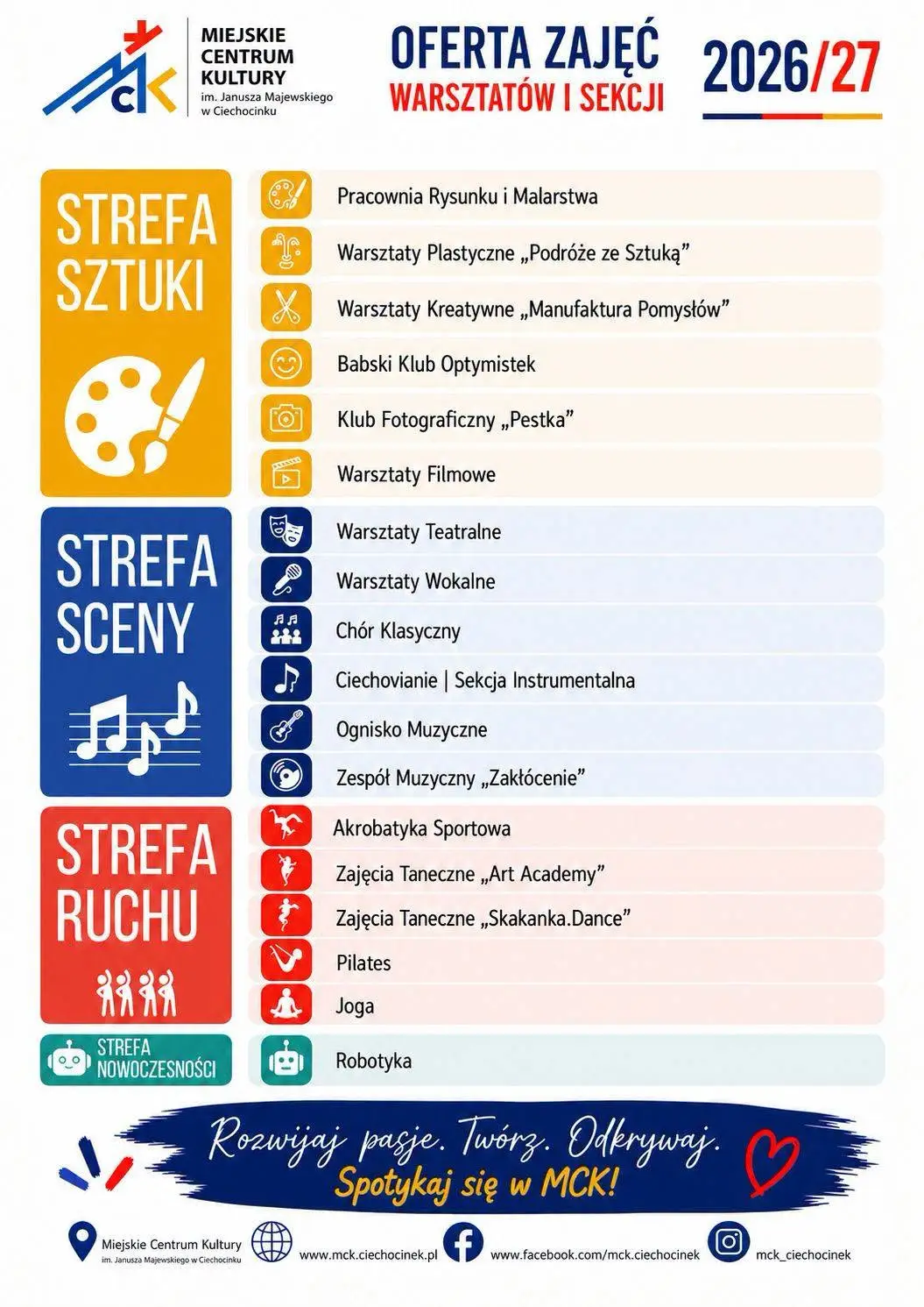 Oferta zajęć MCK w roku szkolnym 2026/2027