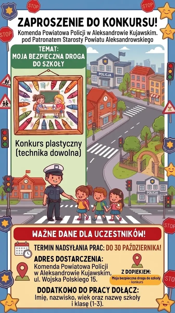 Konkurs plastyczny 'Moja Bezpieczna Droga do Szkoły' dla uczniów
