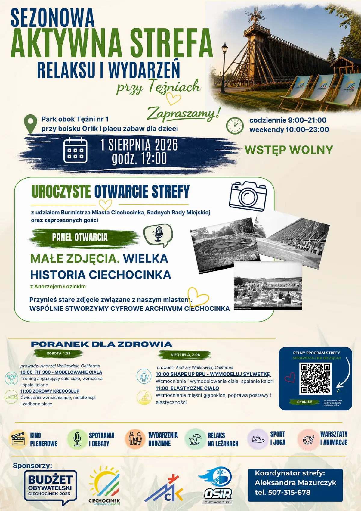 Aktywna strefa relaksu i wydarzeń przy teźniach w Ciechocinku